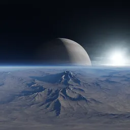 Sci-fi Alien Planet Landscape Aerial