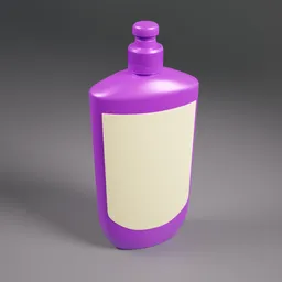 Detailed purple 3D Blender model of a plastic hair cream bottle with label space.