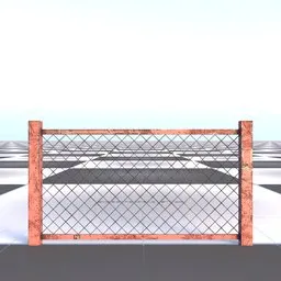 Industrial Wire Mesh Fence Section - Rusted