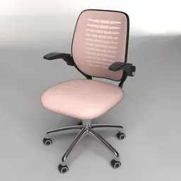 3D-rendered ergonomic office chair with mesh backrest and armrests for Blender modeling.