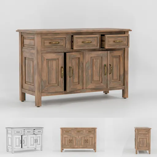 Rustic Wooden Sideboard Cabinet
