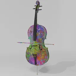 Colorful 1699 Stradivari cello 3D model with museum-quality wood texture, optimized for Blender close-ups.