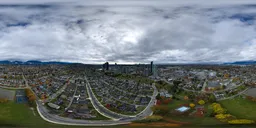 Aerial City Cloudy Overcast Sky