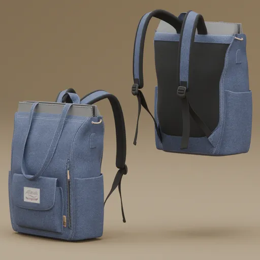 Leacat backpack Denim Fabric
