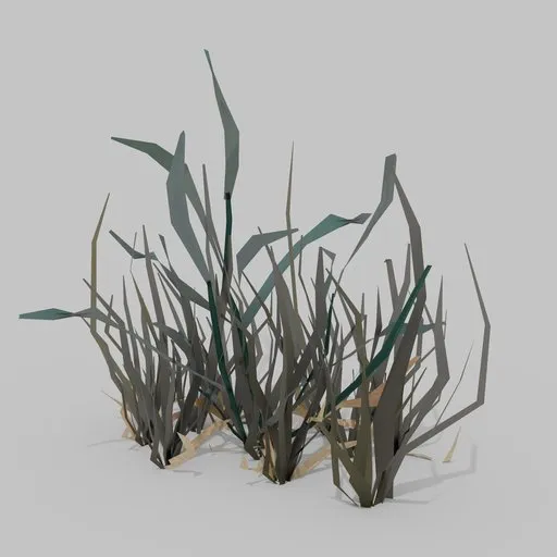 Realistic 3D grass model with textured blades for Blender rendering, ideal for nature scenes.
