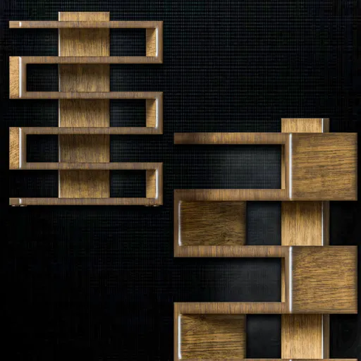Modern Wooden Floating Shelf (Low Poly)