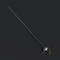 Detailed 3D model of a Rapier sword with PBR textures, ideal for Blender rendering and game asset.