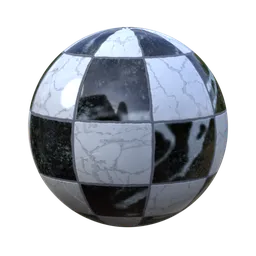 High-resolution PBR Checker Marble Tiles texture for 3D rendering in Blender, ideal for architectural visualization.