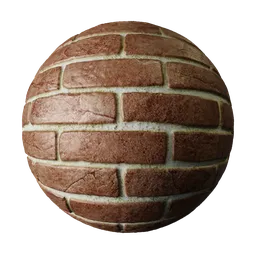 High-resolution red brick PBR texture for 3D rendering, featuring detailed displacement for realistic material simulation.