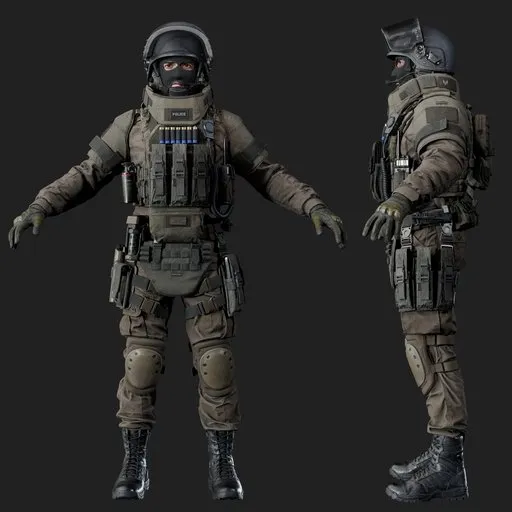 Police Tactical Unit Rigged Beige