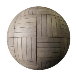 2K PBR dark wood parquet texture for realistic rendering in Blender 3D and similar applications, with detail and displacement.