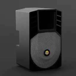 "Colorful button Active Speakers 3D model render in cycles for Blender 3D - Isometric design inspired by nightclub dancing, perfect for outdoor raves. Production volume rendering on plain black background, with 8k SDR and radiosity effects. Created by Constant and Ben Enwonwu in 1998."