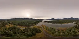 Aerial River by Ocean Overcast