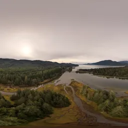 Aerial River by Ocean Overcast