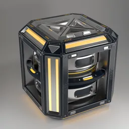 Scifi Crate With Cylinder Barrel