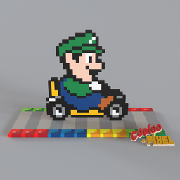SMK004 - Super Mario Kart Luigi Voxel Art