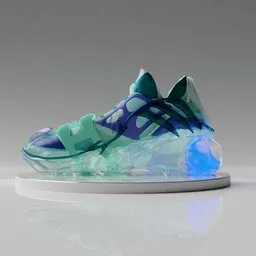 Detailed 3D model of stylized sneakers with transparent effects, compatible with Blender.