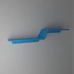 Blue low poly 3D model of a wall shelf with CC0 textures, created for use in Blender.