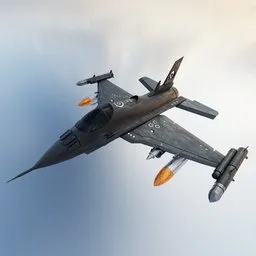Detailed mini 3D model of a combat jet with missiles, designed in Blender, ideal for air and military visualization.