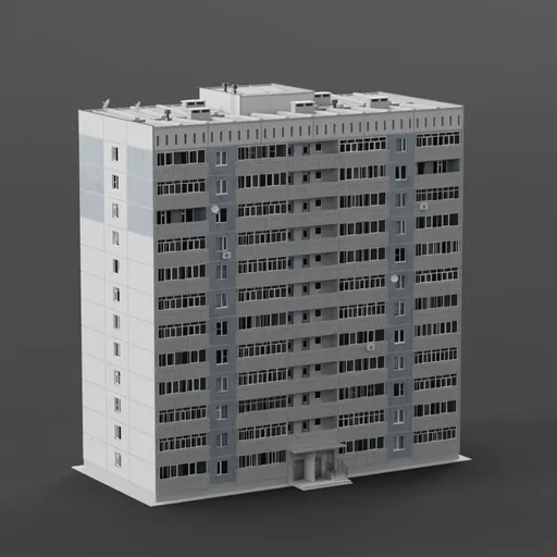 Soviet-Style Apartment Block Building