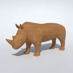 Rhinoceros Wooden Statue