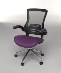 High-quality 3D model of a modern ergonomic office chair with purple leather.