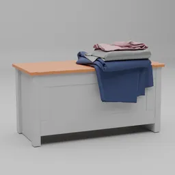 Folded Clothes on Wooden Bench