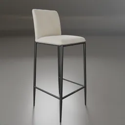 High-quality 3D model Blender bar-stool with cream cushion and sleek black frame for kitchen island visualization.