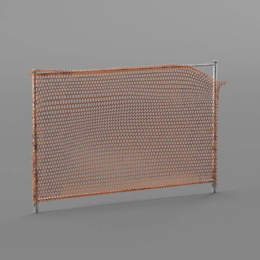 Detailed 3D model of an orange safety railing, ready for Blender 3D cityscape integration.