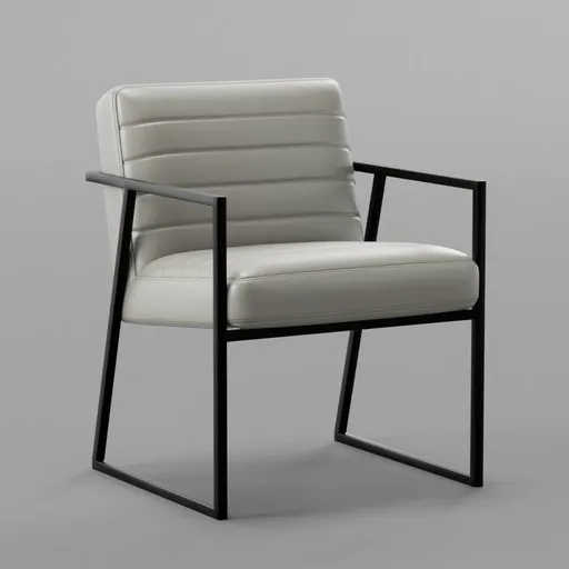 High-quality 3D model of a modern leather armchair with metal frame designed for Blender rendering.