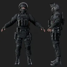 Police Tactical Unit Rigged Black