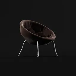 Detailed Blender 3D model of a modern dark brown armchair with sleek white legs, optimized for realistic rendering.