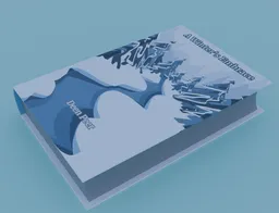 Detailed low poly 3D model of a fictional book with a blue cover, optimized for Blender scenes