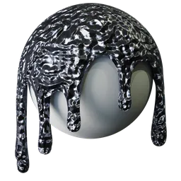 Shiny metallic liquid sodium texture for PBR shading in 3D rendering applications.
