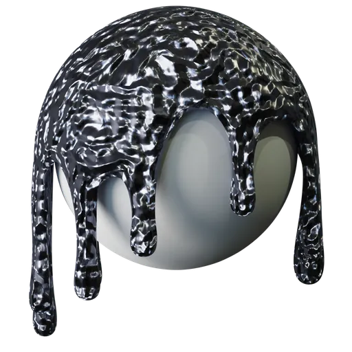 Shiny metallic liquid sodium texture for PBR shading in 3D rendering applications.