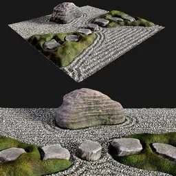 Tranquil Moss and Stone Zen Garden