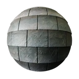 High-resolution 3D PBR slate roof tiles material with realistic texture details and displacement for Blender and other 3D apps.