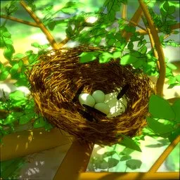 Stylized Anime Cel Shaded Bird Nest
