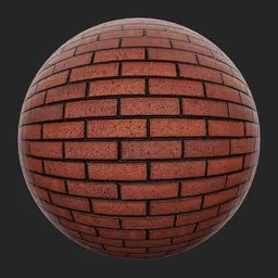 Red brick texture for 3D modeling, detailed PBR material for realistic masonry in Blender and 3D design apps.