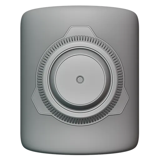 Detail sculpting brush imprint for 3D modeling in Blender, precision gear-like stamp with high-res texture effect.
