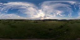Dramatic Sunset Sky Green Field