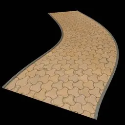 Flexible 3D sidewalk model with a curved, seamless design, perfect for Blender exterior scenes.