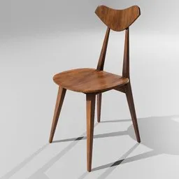 Minimalist modernist wooden chair 3D model with natural texture for Blender rendering.