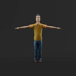 Stylized Middle-Aged Man Rigged