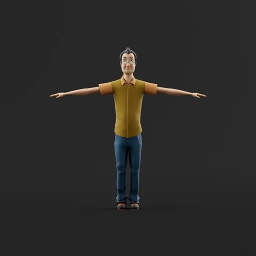 Stylized Middle-Aged Man Rigged