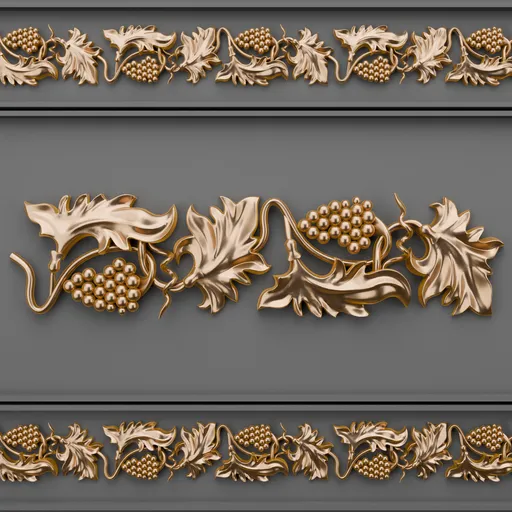 Intricate 3D golden ornamental strip for classic design enhancement in Blender.