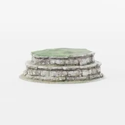 Rustic grass-covered stone circular seat 3D model with realistic 2K PBR textures for Blender.