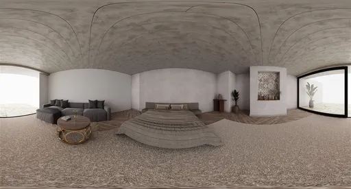 Mediterranean Curved Loft Bedroom