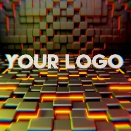 Dynamic 3D cube mosaic backdrop designed for logo presentation, created with Blender.