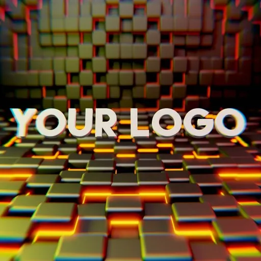 Dynamic 3D cube mosaic backdrop designed for logo presentation, created with Blender.